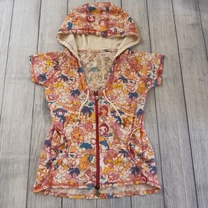 Tokidoki Women's Short Sleeve Zip Hoodie Pink Print Size Small Rare